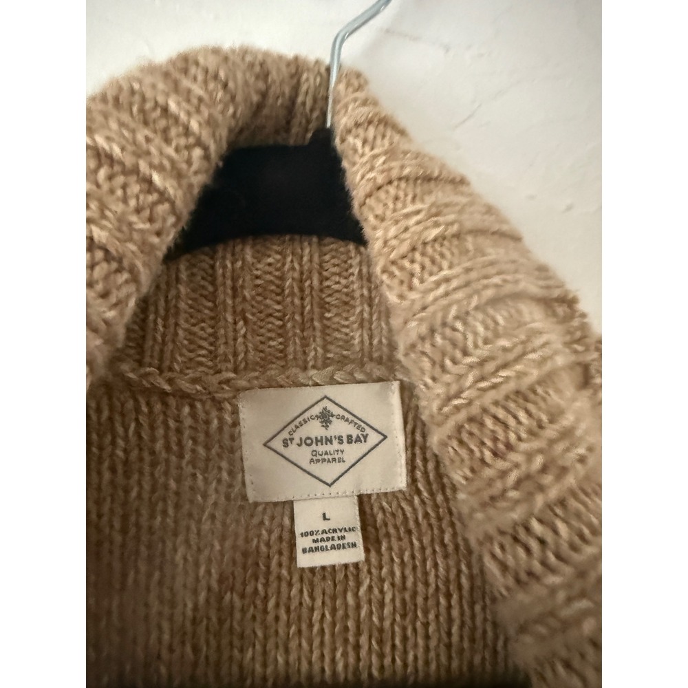 Johns Bay Vintage Y2k Women's‎ Tan Cable Knit Shawl Collar Cardigan Sweater L - Picture 4 of 9